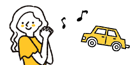 女性と車のイラスト