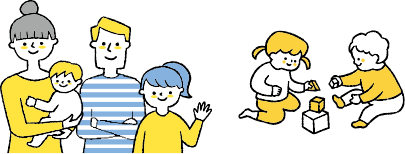 子ども連れの家族のイラスト